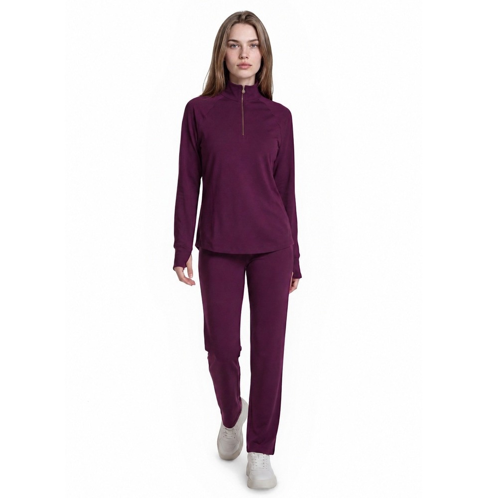 Lilly Pulitzer Tracksuit Set Top Pants Women's Size Medium Purple Quarter Zip